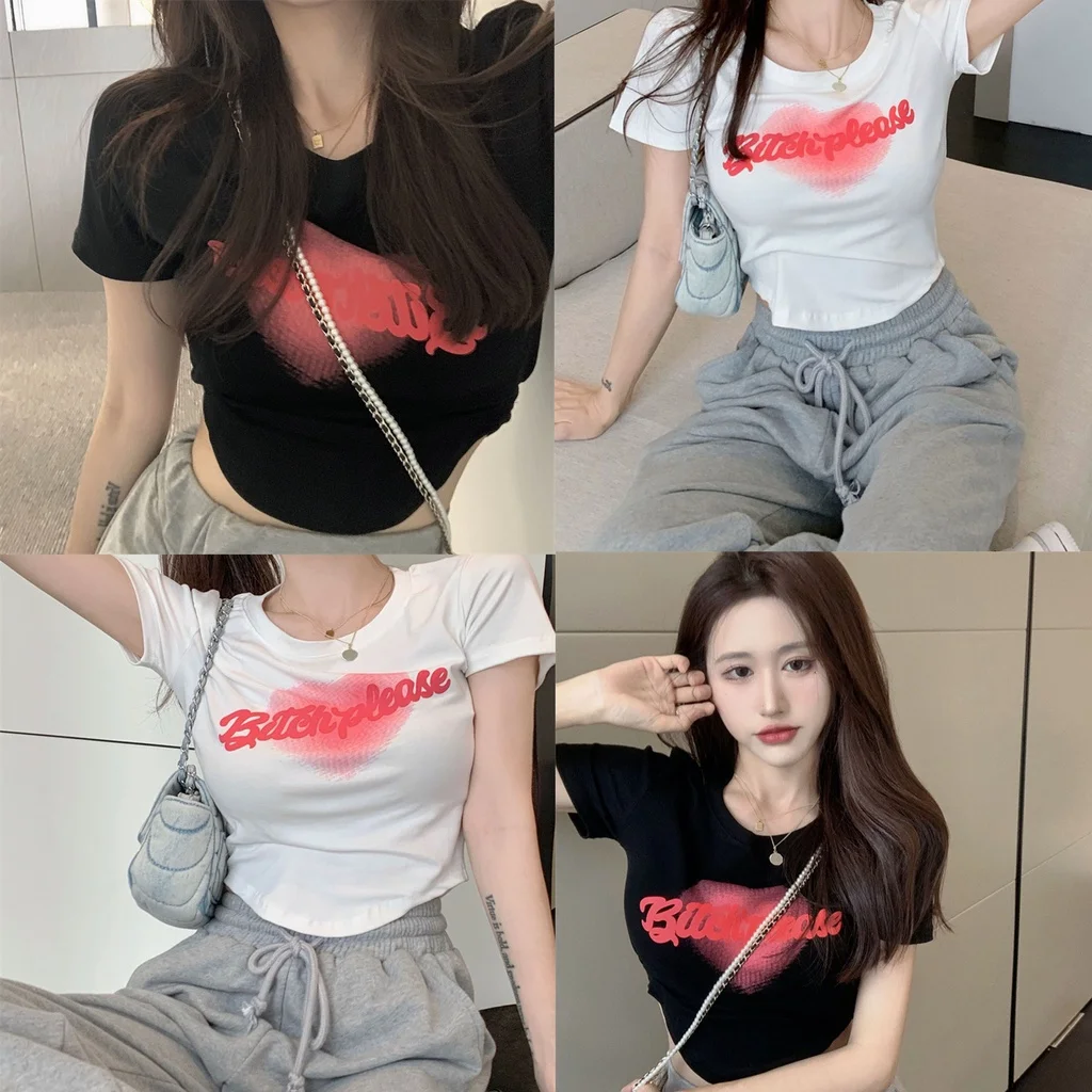 

Women's Sexy Letter Print Short Sleeve T-Shirt Top