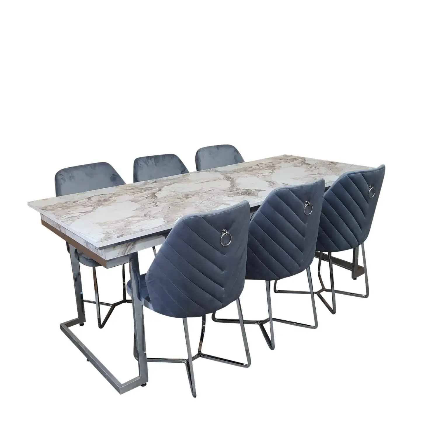 

Newest Polished Stainless Steel Dining Chair Velvet With Handle Backing Restaurant Chair For Home Hotel