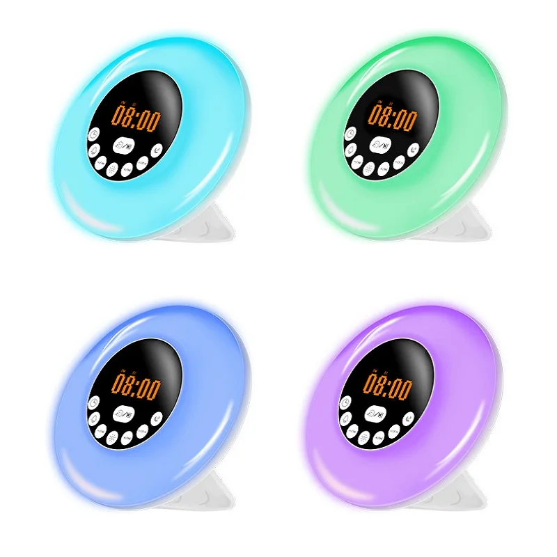 

Многофункциональные часы, цветной атмосферный светильник, прикроватный будильник восход солнца, ночник с регулируемой яркостью, светильни...