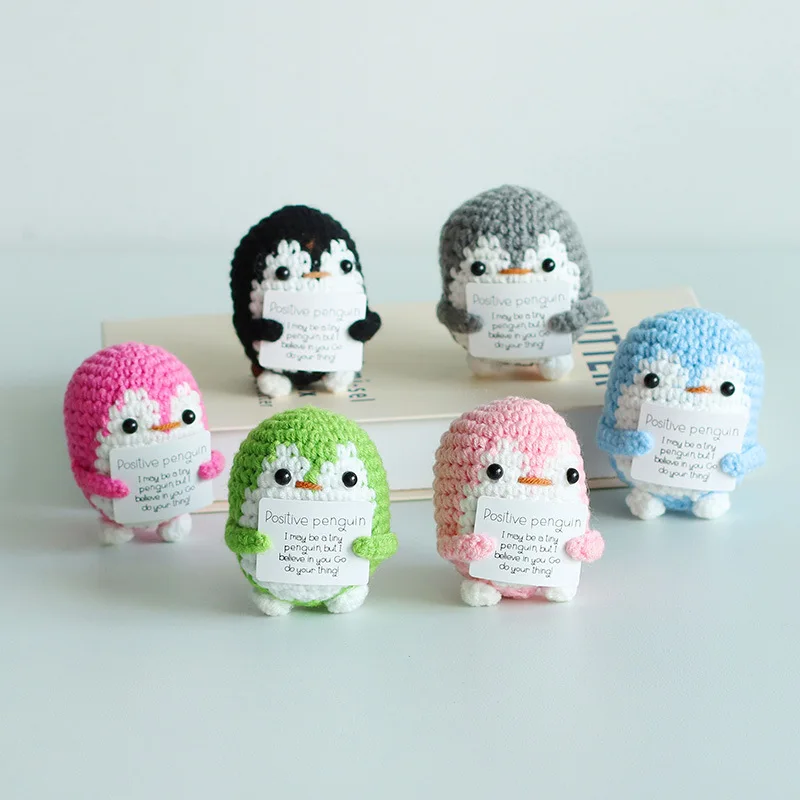 Милая вязаная кукла-пингвин ручной работы с карточкой декор комнаты позитивный