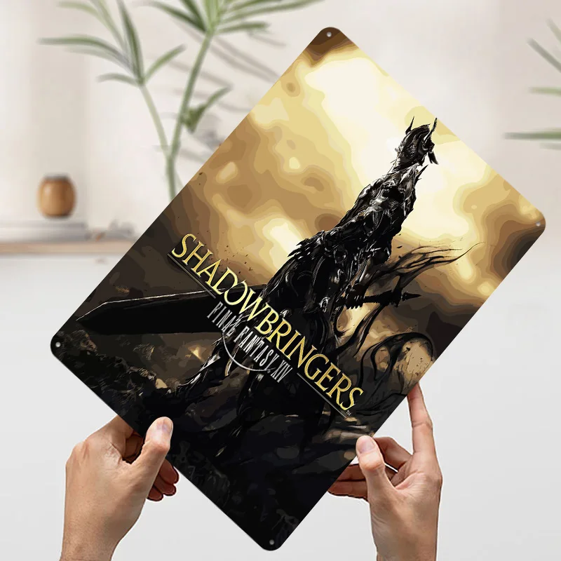 Фото Металлический постер Fantasy XIV: Shadowbringers, индивидуальный дизайн, винтажные металлические таблички, ретро-плакаты для декора гостиной, Wand Deko №3