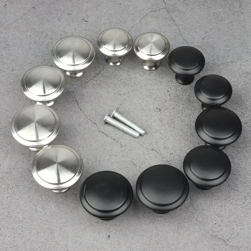 

304 stainless steel single hole handle, metal circular single hole black small handle, modern and simple drawer cabinet handle