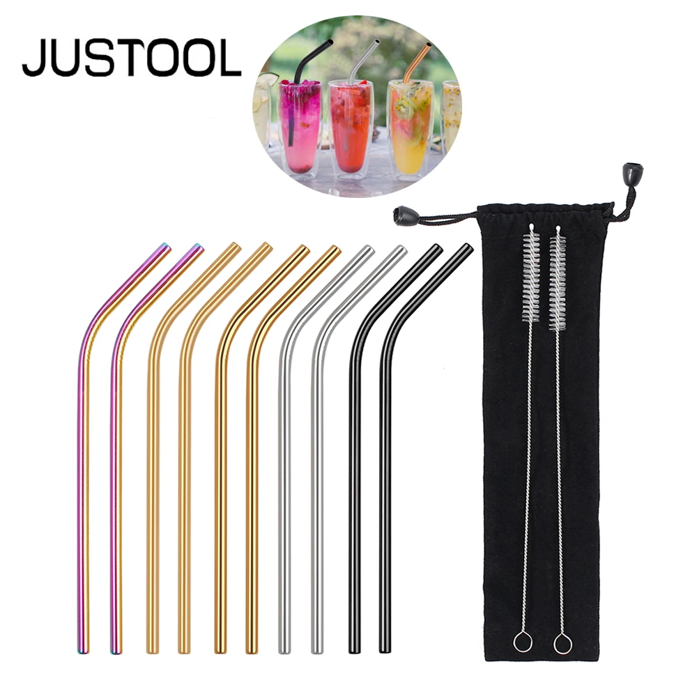 Трубочки для напитков JUSTOOL из нержавеющей стали, 10 шт.