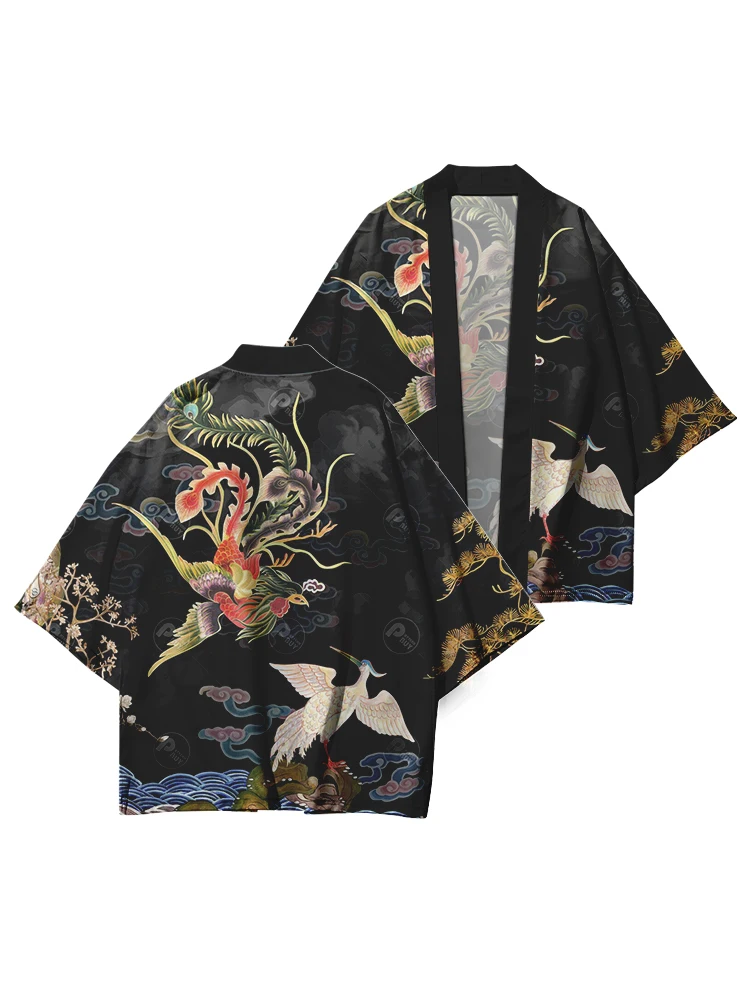 Японское традиционное кимоно юката Самурай уникальный принт свободное для