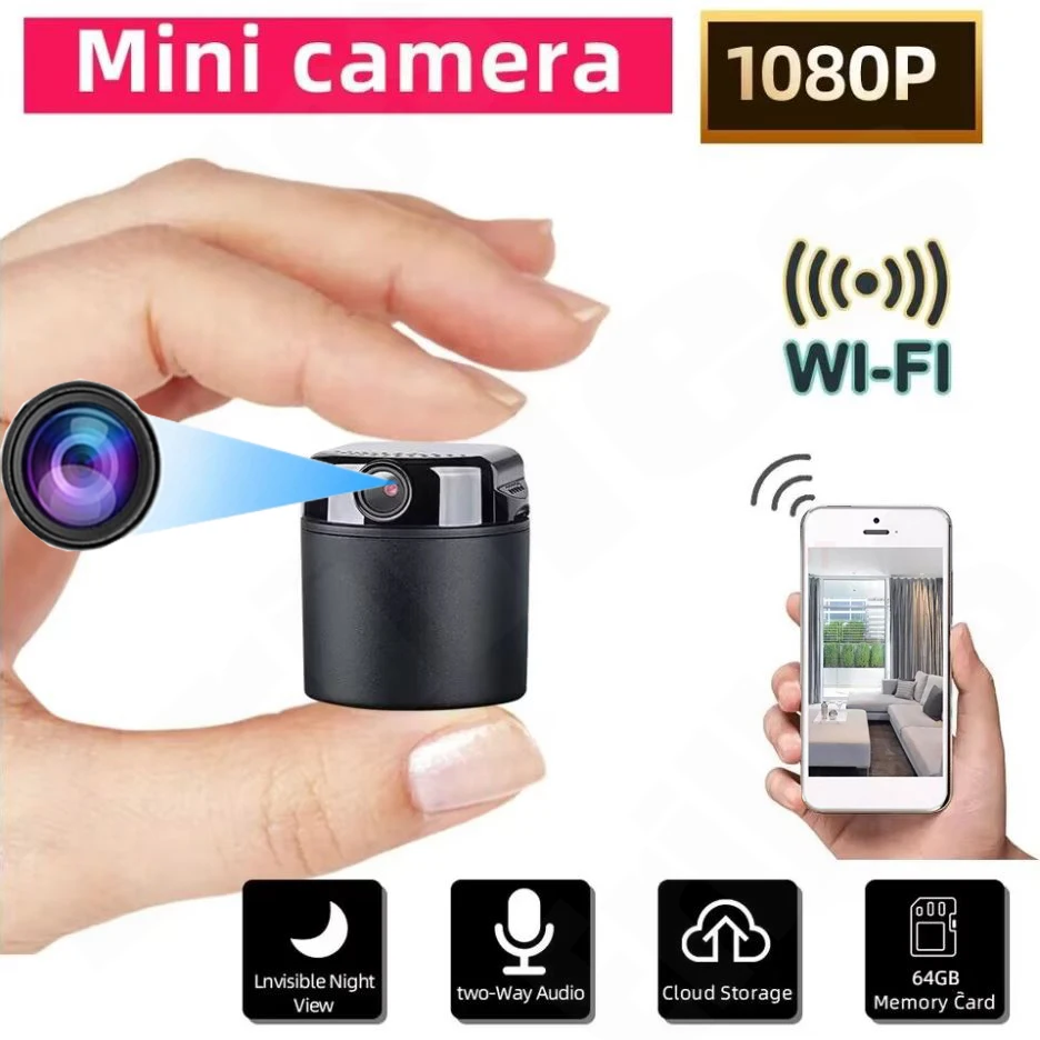 

Mini Wifi Camera 1080P Battery Operated Micro Wireless Cam 360 Degree Horizontal Rotation Security System Mobile Fhone Monitorin