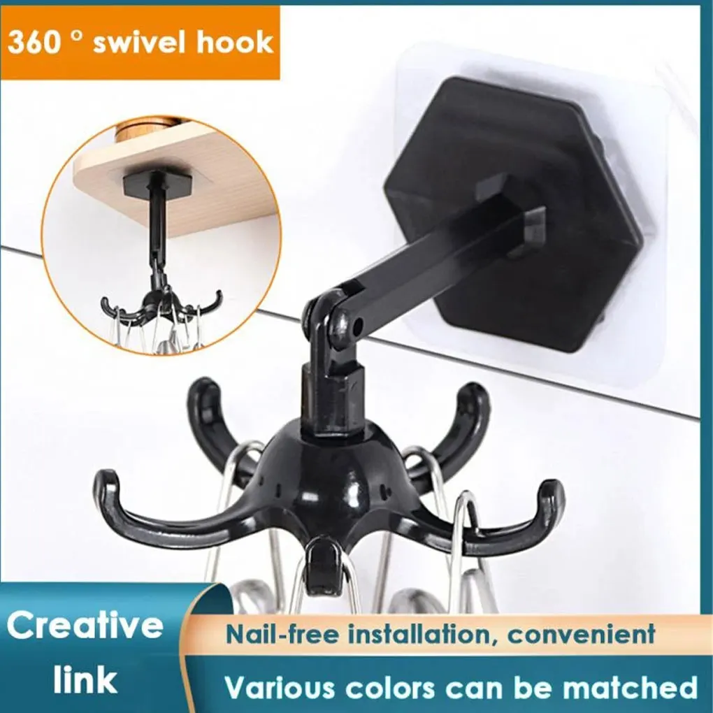 

Wall Hanging Kitchen Hook with 5-Claws Hanger Storage Rack Adhesive Self Punch-Free Clothes Multi-function Gadgets