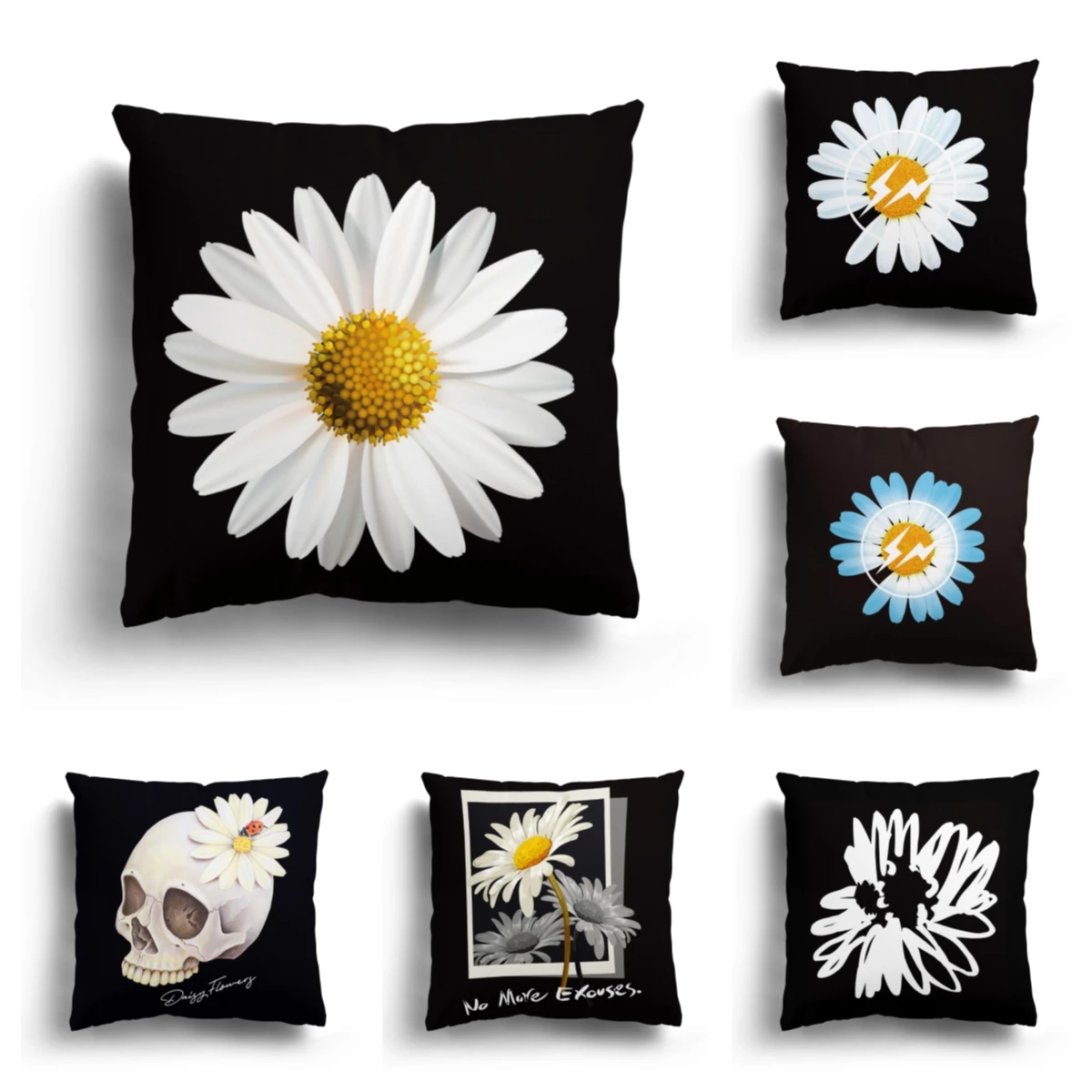 

Декоративная наволочка в скандинавском стиле для дома и гостиной, наволочка для дивана 40x40 см, наволочка с хризантемой 60x60 см, осень 50x50, черн...