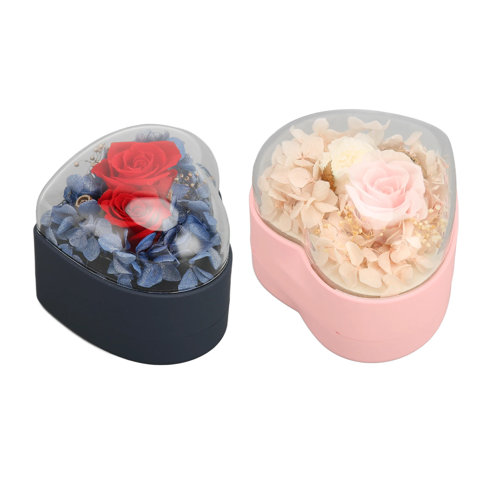 

Коробка с розовыми кольцами в форме сердца коробка с розой для юбилеев