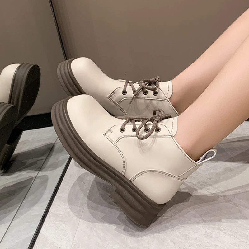 Boots Women's Autumn Fashion Boots Autumn Lace-up Shoes Women's Round Toe Simple Women's Boots  2023 New Women Shoes