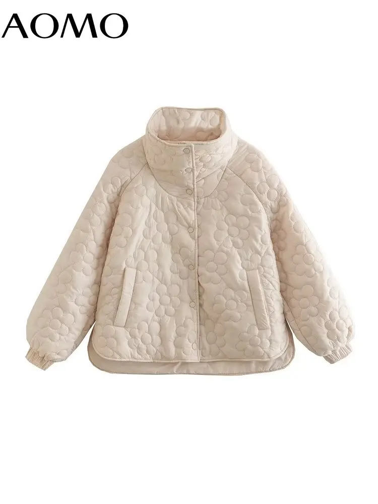 

Женская свободная парка с вышивкой AOMO, осенне-зимнее пальто с воротником-стойкой, 6X102A, 2022