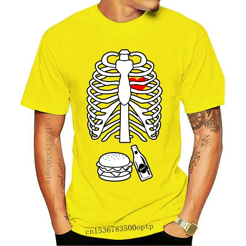 

Camiseta с esqueleto de hamburguesa de cervepara hombre, disfraz de Хэллоуин, ropa de prealgodón, 100% algodón, 2021, 2021