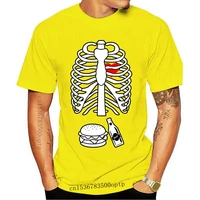 Camiseta с esqueleto de hamburguesa de cervepara hombre, disfraz de Хэллоуин, ropa de prealgodón, 100% algodón, 2021, 2021