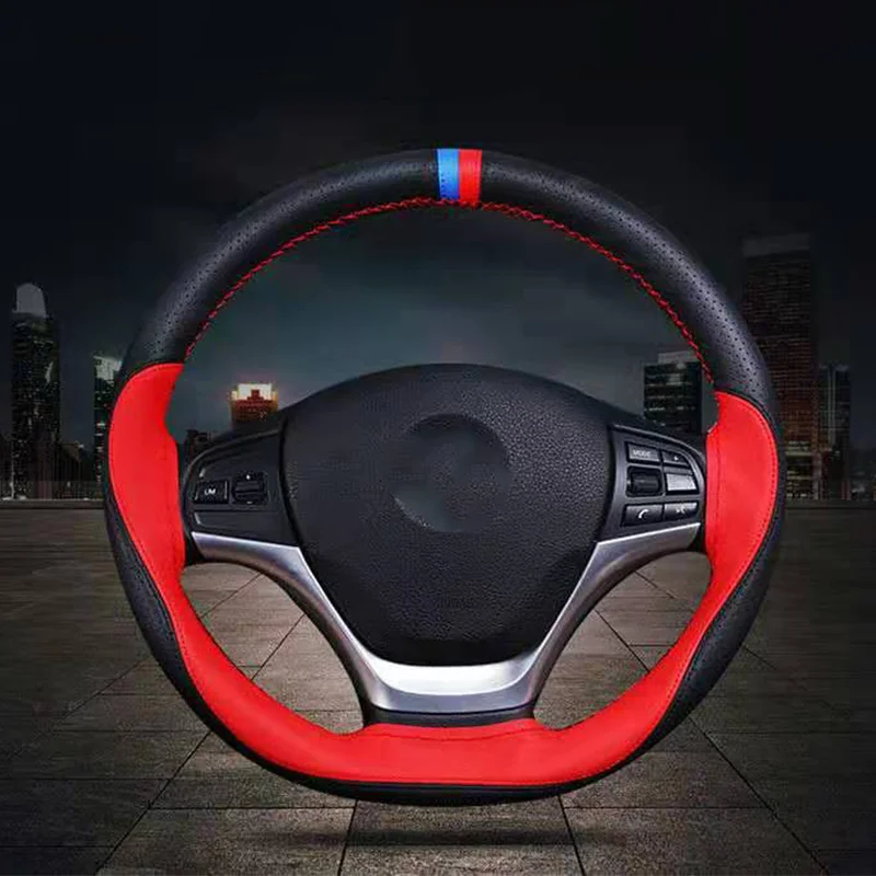 

Car Steering Wheel Cover Breathable Anti Slip PU Leather Steering Covers Suitable 38cm Auto Decoration Microfiber Leather