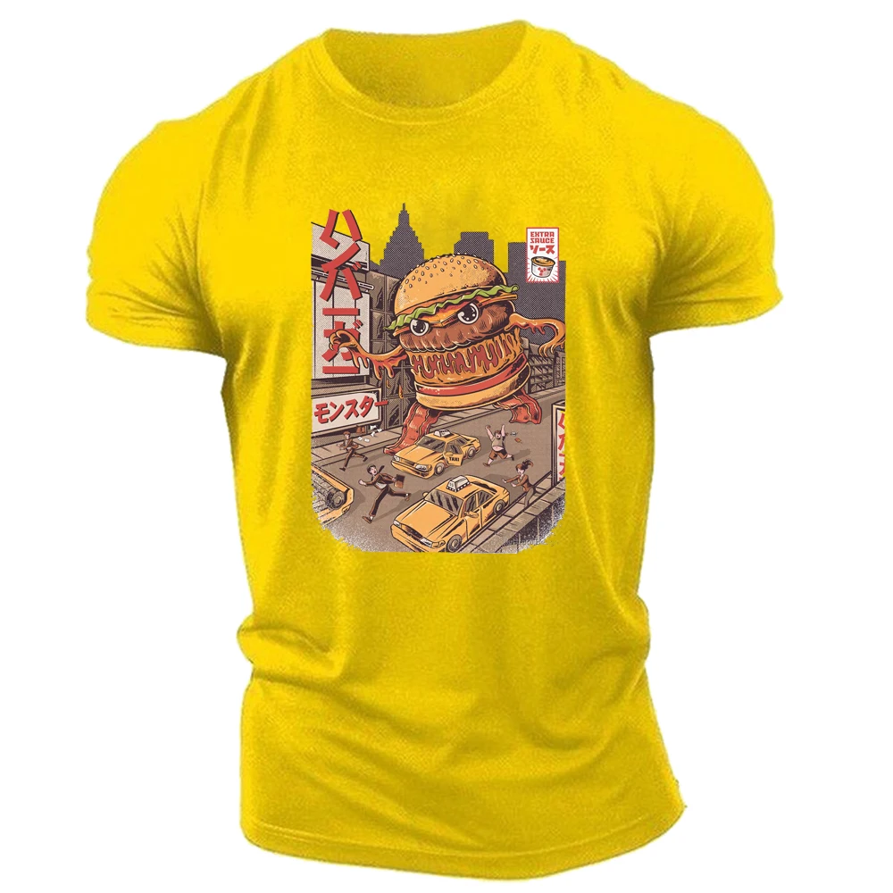 

2022 summer men's latest gourmet print round neck multicolor short-sleeved plus size top T-shirt all-match trendy and handsome