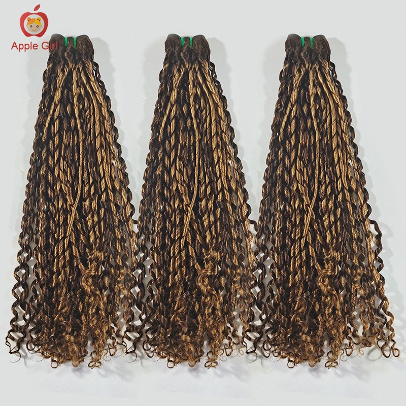 Applegirl-mechones de cabello humano rizado virgen brasileño, cabello ondulado de 10 a 26 pulgadas, doble estiramiento, Pixie rizado