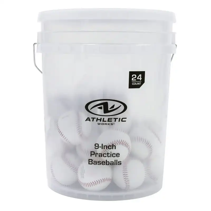 

Set of 24 PVC Leather Baseballs in Bucket, White