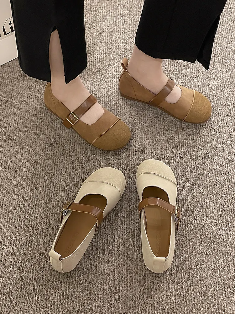

Grandma Shoes Soft Shallow Mouth Slip-on Female Footwear Casual Sneaker Round Toe New Slip On Dress Summer Basic Buckle Strap Le