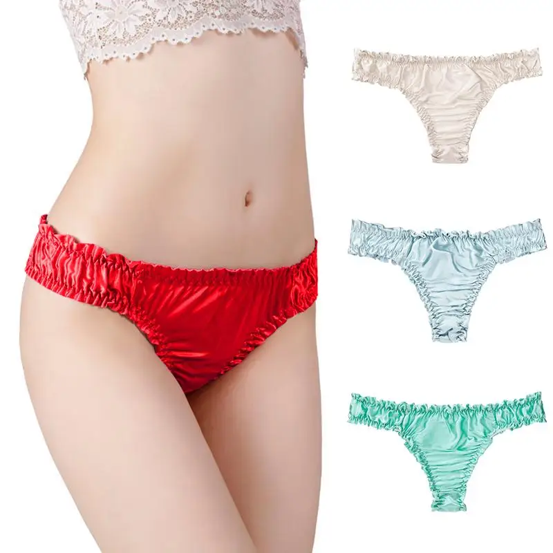 

Underwear Panties Underpants Silk Lingerie Brief Ruffles Women Sheer Knicker Hipster Sexy Thong Panties Women
