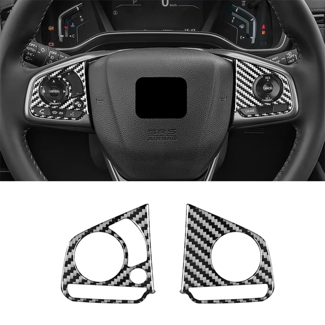 Car Steering Wheel Cover Trim Carbon Fiber for Honda CRV 2016 2017 2018 2019 2020 2021 Accessories | Interior Mouldings