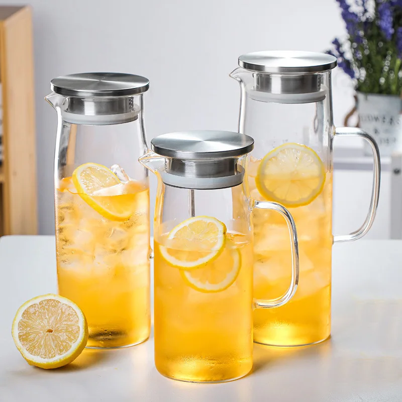 

850-1500ml Glass Cooling Kettle High Borosilicate Juice Pot Wholesale Heat Resistant High Temperature Large Capacity Tea Pot