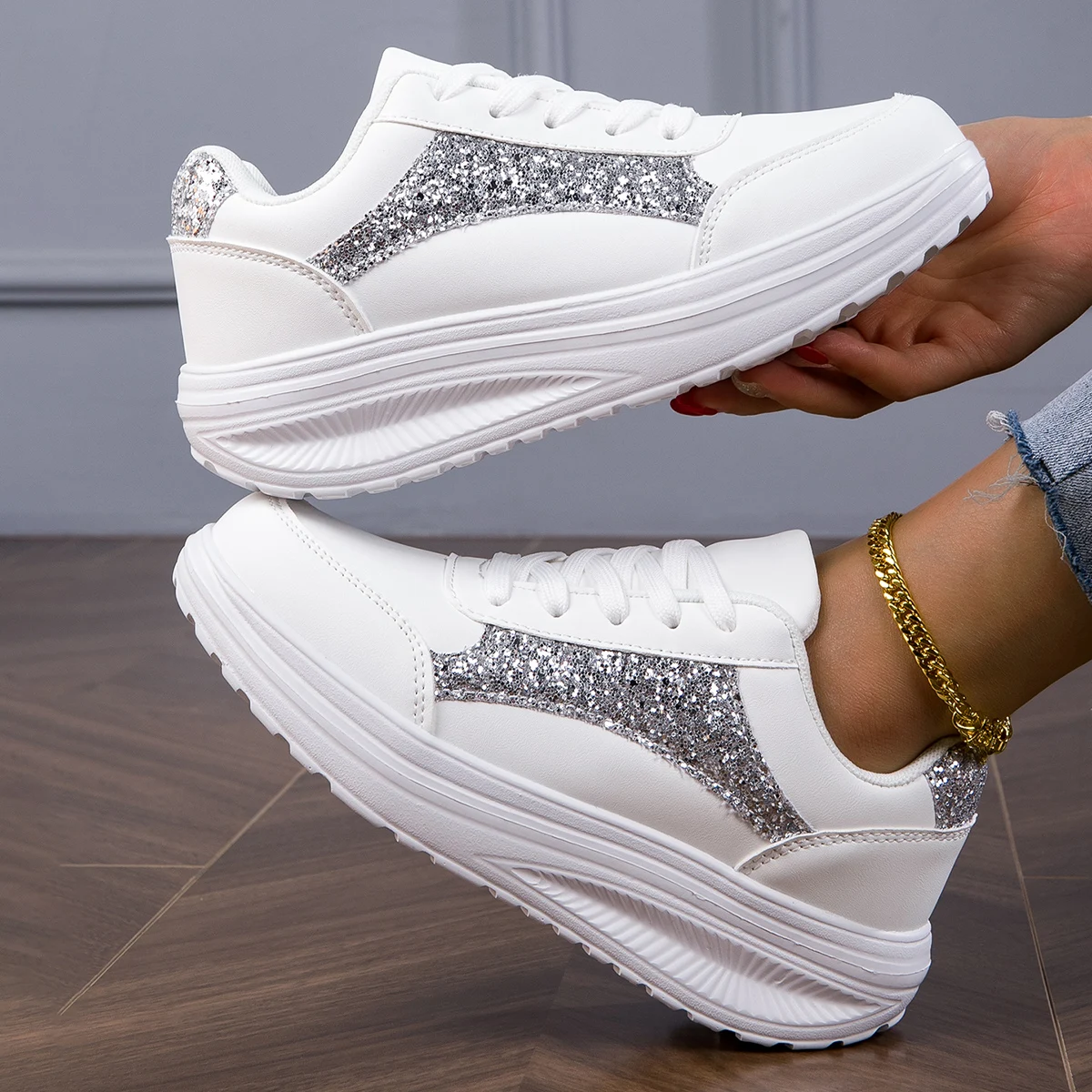 Кроссовки-носки женские на шнуровке дышащие плоская Вулканизированная подошва