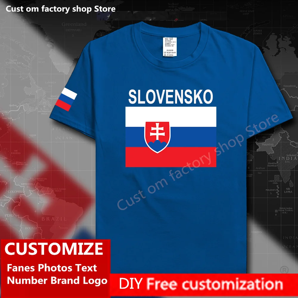 

SLOVENSKO Country Flag ​T shirt Slovak Republic Slovakia T shirt Custom Jersey Fans DIY Name Number Brand LOGO Loose T-shirt