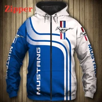 2022 new fashion mustang car logo 3d print men hoodie casual harajuku zipper sweatshirt men sportswear motor racing hoody jacket