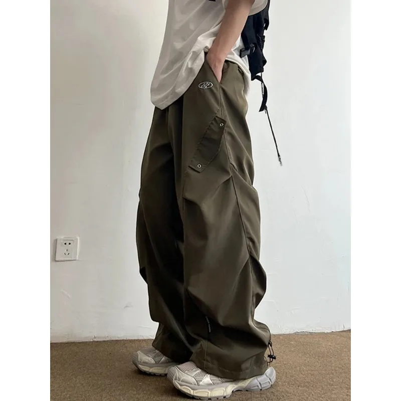 Фото Techwear Брюки-карго с парашютом Мужские широкие брюки в стиле хип-хоп Мужская быстросохнущая уличная одежда Свободные большие размеры Корейский хип-хоп №1