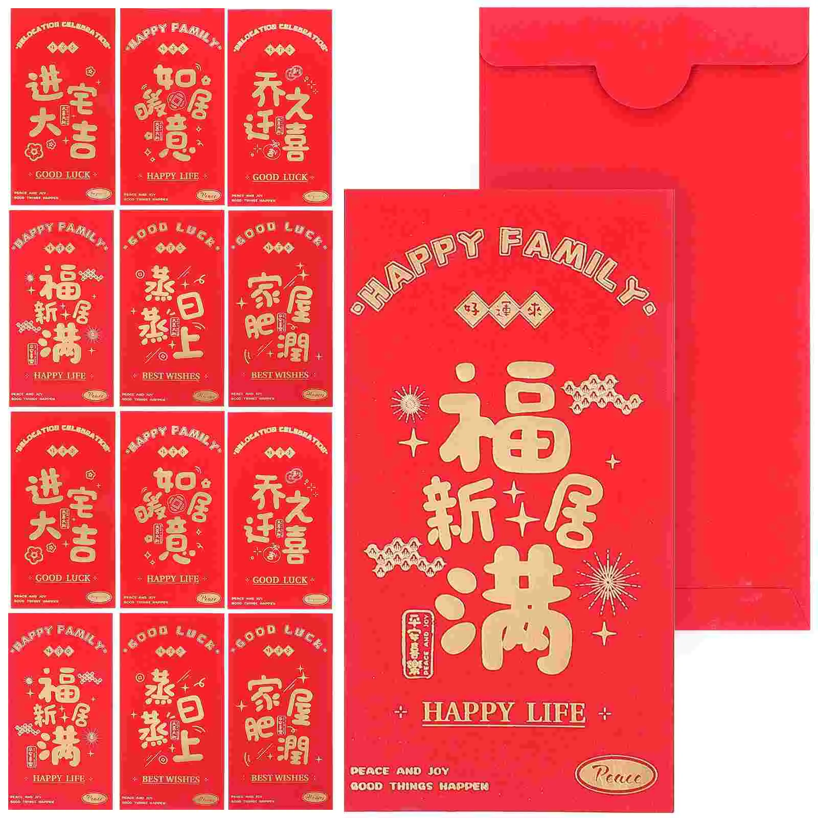 

Red Money Pocket Envelopes Chinese Assorted Housewarming Packet Paper Packets Envelops