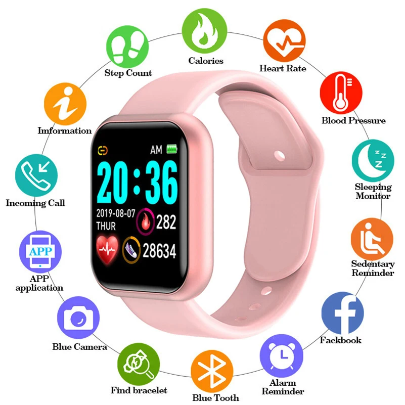 

Smart Watch Blood Pressure Heart Rate Waterproof Tracker Sport Clock Men Women Watch Smart Clock Hours For Xiaomi Huawei Y68