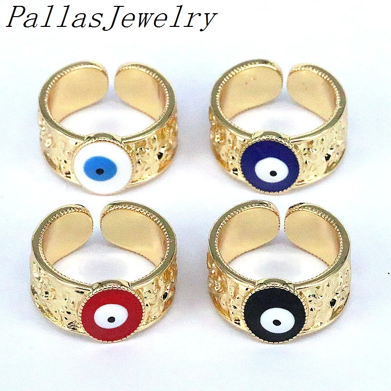 

10 шт. богемные красочные масляные капли красные белые зеркальные золотые кольца с эмалью 18K позолоченные овальные глаза с изменяемым размер...