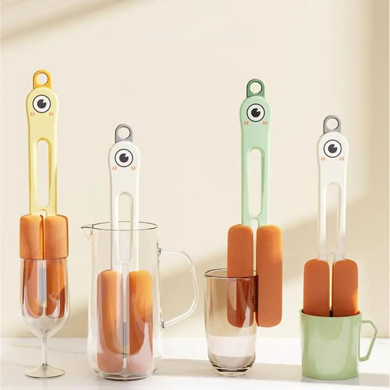 

Очаровательная желтая губчатая щетка с несколькими насадками Креативный дизайн с двойной головкой мощная Удлиненная ручка для очистки