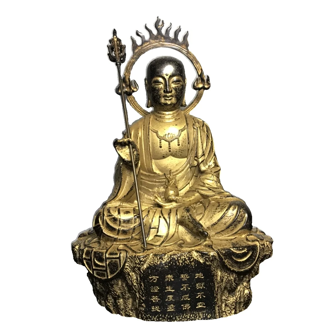 

MOZART Pure Bronze Gilt Statue Of Jizo Bodhisattva 29Cm High Chinese Traditional Style Antiques Fine Art Gifts Crafts