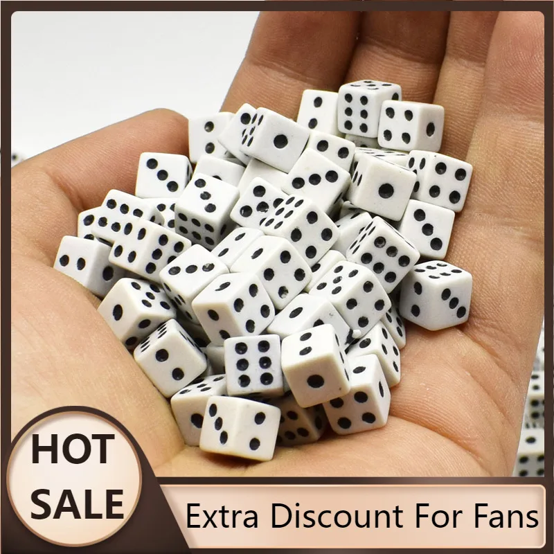 

Hot Sale 8mm White Gaming Dice Standard Six Sided Decider Birthday Parties Board Game Funny Toy Tool Dices