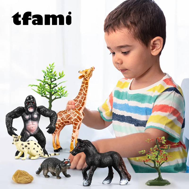 

TFAMI дикая серия зоопарка жираф слон Бегемот животные игрушки для детей модели животных игрушки из ПВХ высокое качество игрушки для детей мальчиков подарки