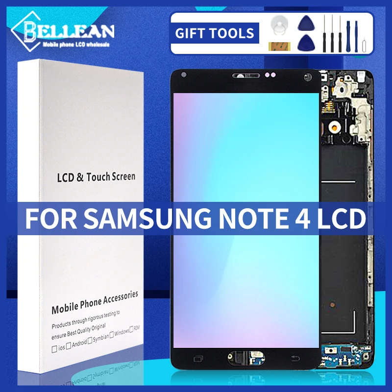 

ЖК-дисплей 5,7 дюйма N910 для Samsung Galaxy Note 4, дисплей с сенсорным экраном и дигитайзером N9100 в сборе, замена, бесплатная доставка