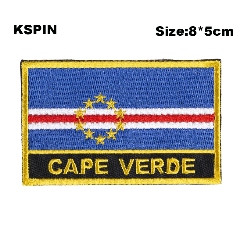 

Cape Verde Flag Embroidery Patches Iron on Saw on Transfer patches Sewing Applications for Clothes in Home&Garden