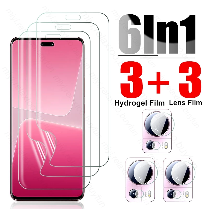 6 In 1 Camera Glass Soft Hydrogel Film Screen Protector For Xiaomi 13 Lite 13Lite Light 5G Not Glass Xiaomy Xiomi Mi 13 Mi13 Pro