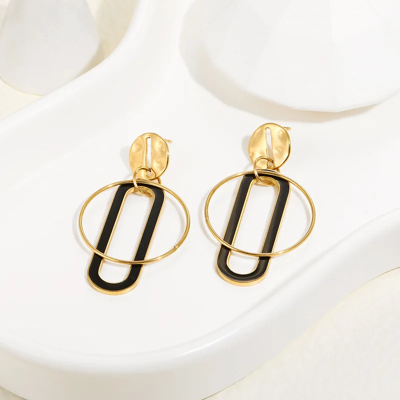 

Металлическое кольцо геометрические серьги в европейском и американском стиле большие серьги простые серьги из нержавеющей стали модные т...