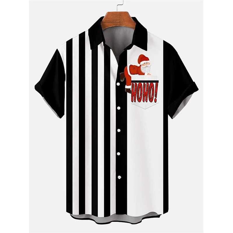 

Striped Christmas Men‘s Short Sleeve Tee Shirt Men Oversized Blouse Tops
