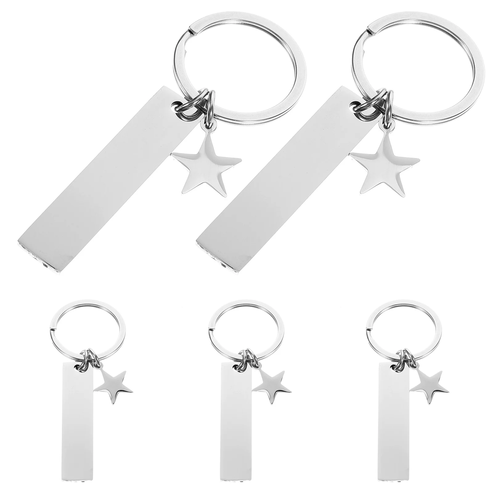 

5 Pcs Key Chain Rectangle Tag Keychain Blank Keychains Necklace Stamping Tags Stainless Steel Hanging Charm Pendants