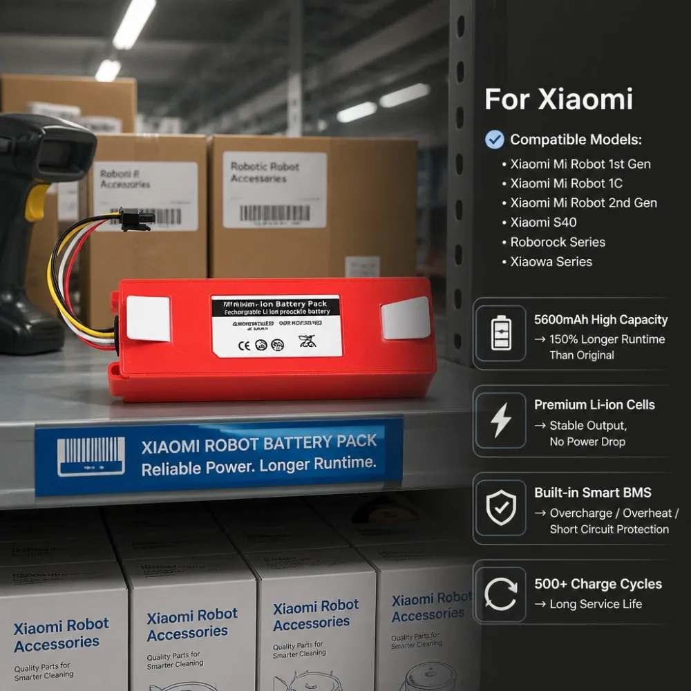 Фото Совместимая литий-ионная аккумуляторная батарея 14.4V 14.8V 2000-5600mAh для роботов-пылесосов Xiaomi Mi Robot Vacuum 1st 1C 2nd S40 Roborock №3