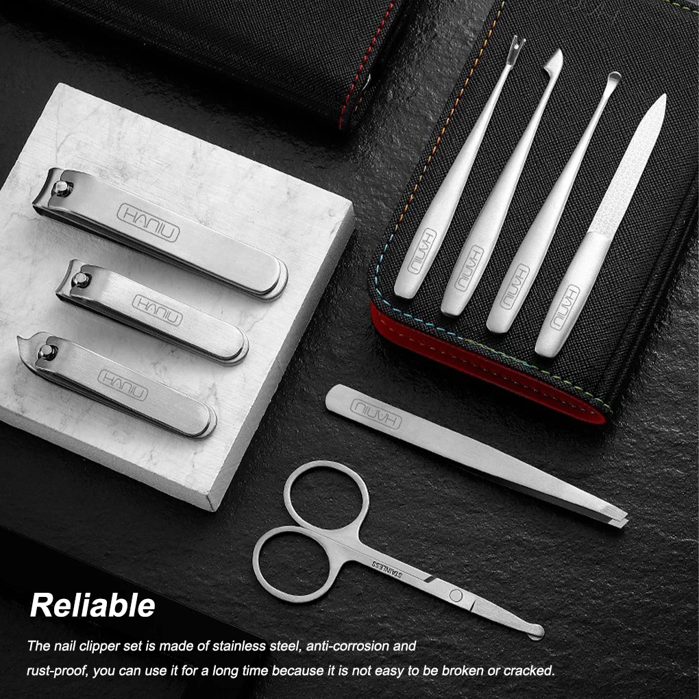 

9 Pieces Nail Clippers Stainless Steel Manicure Scissors Household Reusable Pedicure Tweezer Dormitory Clipping
