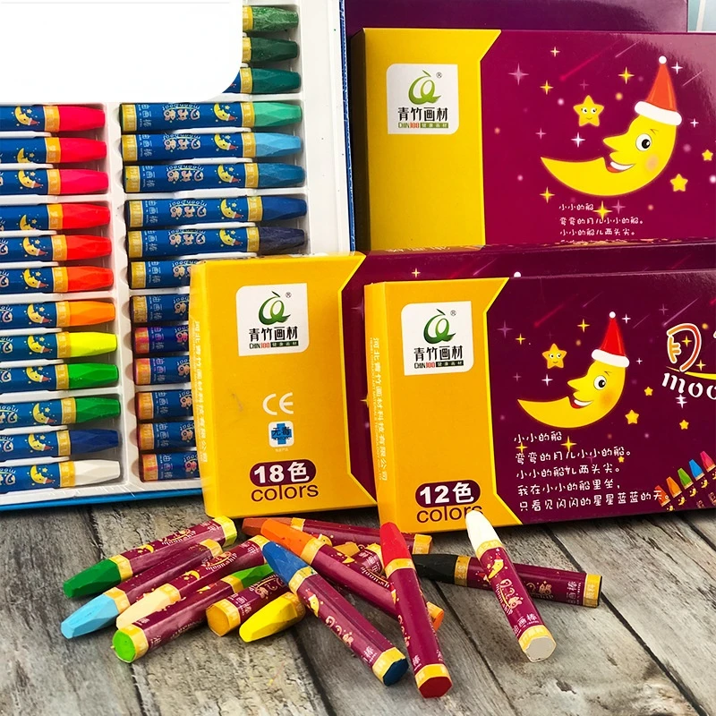 24/36/48 Moon Boat Colored Oil Pastels Set Kids DIY Hand Painted Greeting Cards Strong Coverage Crayon Art Props Gifts