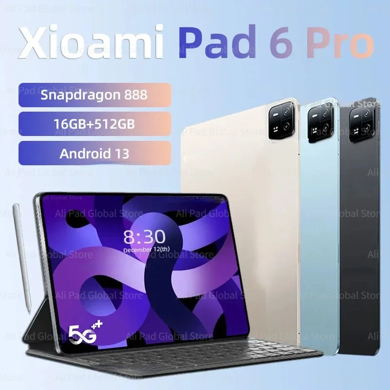 

2024 Global Version Original Pad 6 Pro Tablets PC Snapdragon 888 10000mAh Android 13 11 inch 16GB+512GB 5G HD 4K Screen WIFI Mi