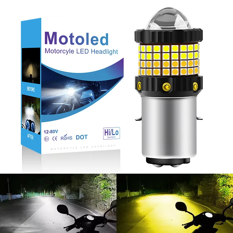 

1X P15D H6 BA20D H4 LED Headlight Motorcycle Bulbs White Yellow Hi Low Beam Projector Lens Fog Lamp Scooter Motorbike Headlamp