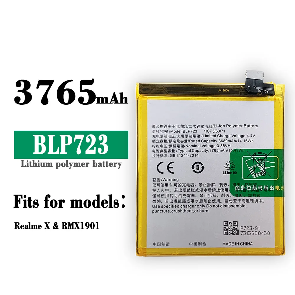 

100% BLP723 Orginal Replacement Battery Suitable For OPPO RealmeX RMX1901 Mobile Phone High Quality New Built-in Lithium Battery