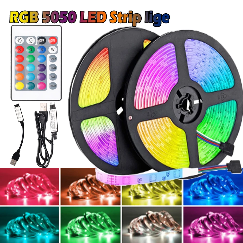 

RGB 5050 Led Strip Light 3 key 5V USB 24 Key IR Control with The Choice16 Colors for Festival New year party Decoration LM