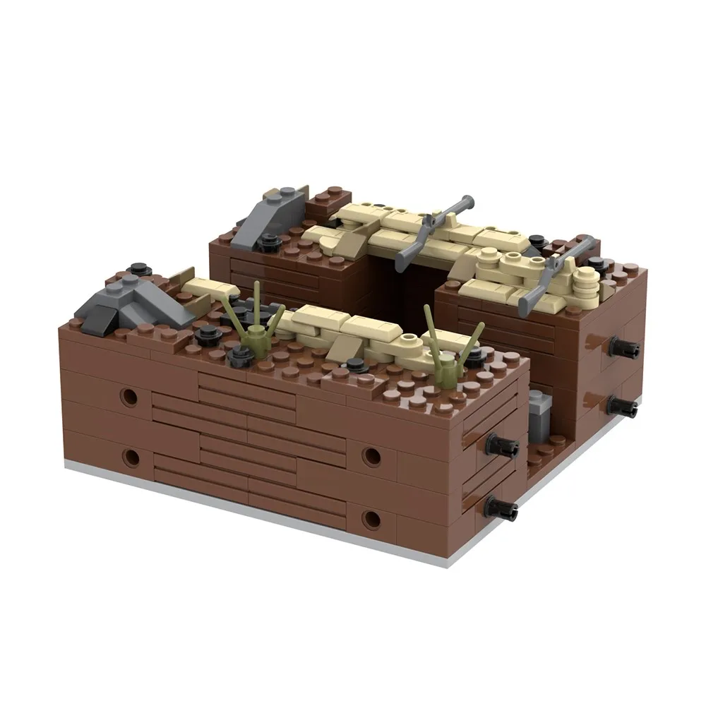 Военный тренчкот MOOXI модель кубики MOC WW2 фигурки героев поля боя крепость руины