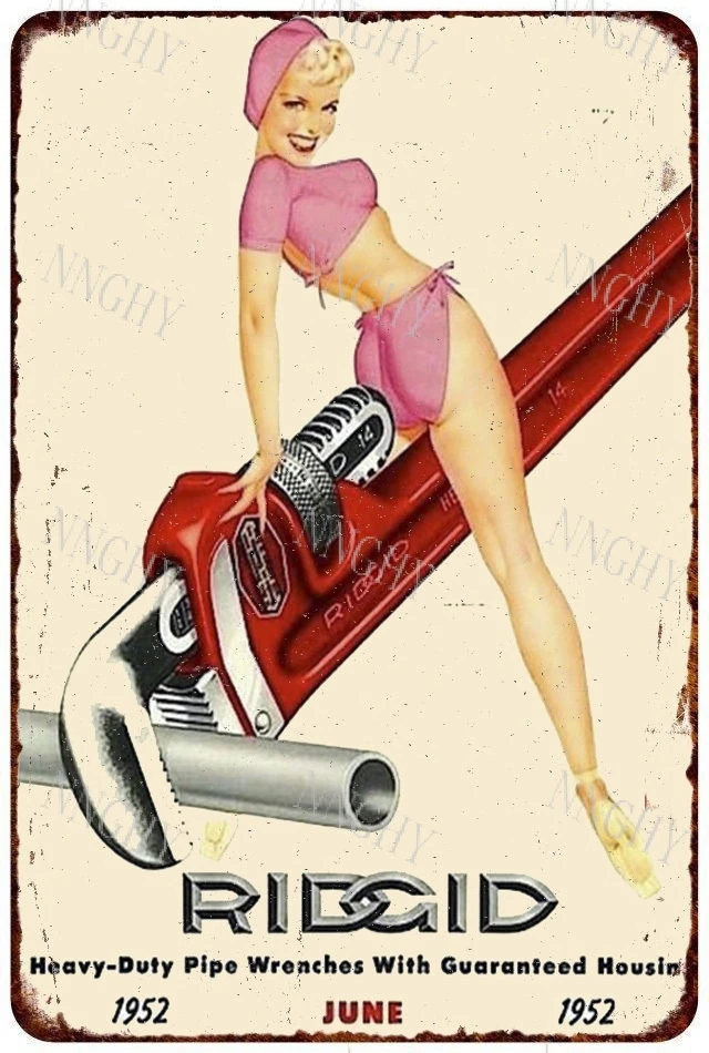 

Июнь 1952 года, Ridgid Pinup, винтажная репродукция внешнего вида, металлический знак